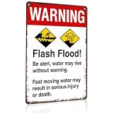Flash Flood Warning 8X12 Inch Aluminum Metal Sign, Decor for Outdoors, Trail Entrances, River Banks, Hiking Paths, Campgrounds, Coastal Areas