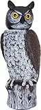 GARDENEER Dalen Rotating Head Great Horned Owl – 18' Life-Sized Garden Decoy – Bird & Pest Repellent – Weather-Resistant – Realistic, Hand-Painted Design – Outdoor Garden Scarecrow
