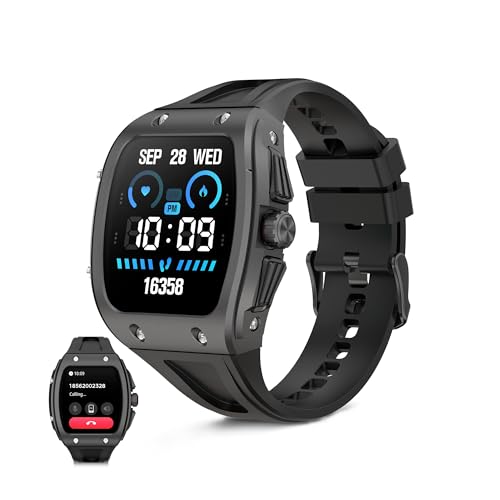 KSIX Smartwatch Hero 2 Go - Reloj Inteligente Hombre con Llamadas y Whatsapp, Pantalla Curva 1.76', Monitor de Salud, Sumergible IP68, Compatible con iPhone® y Android® - Negro