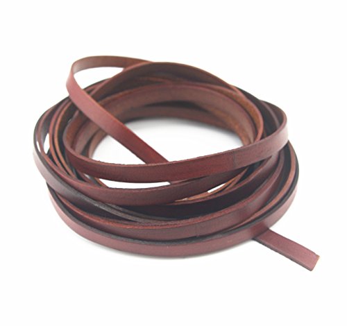 Glory Qin 8X2 Mm Genuine Cow Hide Flat Leather Srip,Genuine Leather Cord Real Leather Craft For Jewelry Making Leatherrush (Brown, 5 Yards) #TOP1