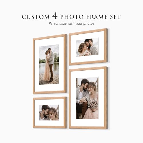 Image of Custom Personalized Photo Collage Framed Wall Art Painting Frames Set | Family Picture Frame Wall Decor Artwork for Living Room Bedroom | A3 + A4 Frame Combo Gallery Style | Personalized Home Decor Gift