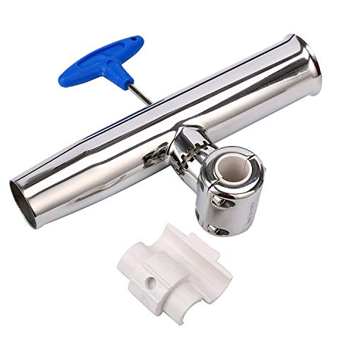 Image of Amarine Made Stainless Clamp on Adjustable Fishing Rod Holder for Rails 1-1 /2 inch to 1-3 /4 inch