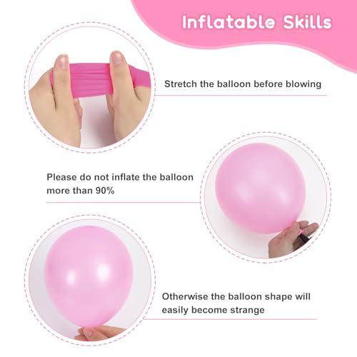 Image of RUBFAC 135pcs Pink Balloons Different Sizes 18 12 10 5 Inches for Garland Arch, Pink Balloons for Valentine's Day Birthday Baby Shower Gender Reveal Wedding Party Decoration