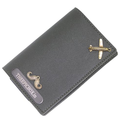 Image of Personalised Name & Charm Leather Passport Cover Holder for Men & Women (Grey)