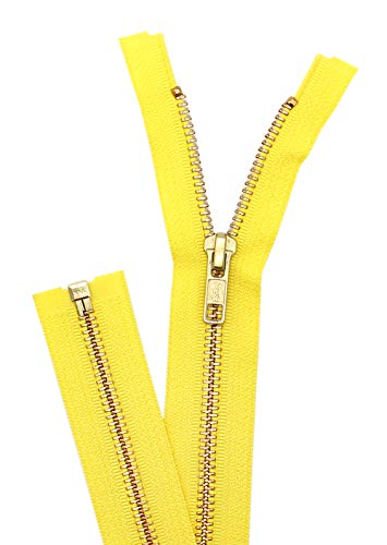 14" Medium Weight Jacket Zipper Ykk #5 Brass ~ Separating ~ 504 Lemon Yellow (1 Zipper/Pack) #TOP2