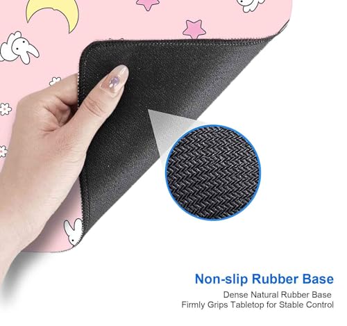 Image of IMAYONDIA Pink Kawaii Desk Pad, Cute Moon Bunny Desk Mat Computer Pad Desktop,Laptop Protector Aesthetic Anime Mousepad Writing Pad for Office Home School,Large Gaming Mouse Pad Tarot Mat,31.5 X 11.8