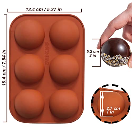 Lerykin 6 Holes Medium Semi Sphere Silicone Molds, 2 Packs Half Sphere Silicone Baking Molds For Making Chocolate, Cake, Jelly, Dome Mousse #TOP5