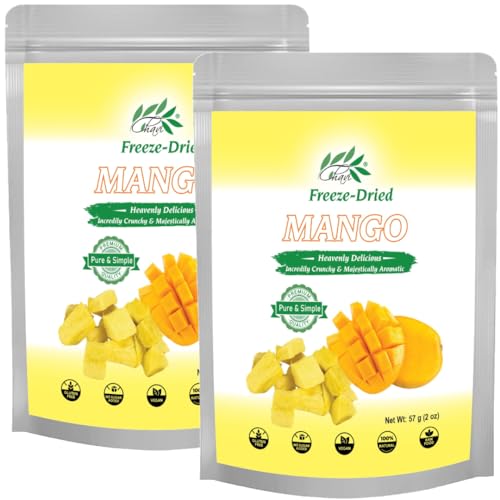 Image of CHAVI Freeze-Dried Diced Mango | 4 oz | Pack of 2 x 2 oz | Healthy 1 Ingredient Superfood Supersnacks - Kids School Snacks - No Added Sugars or Preservatives - Non-GMO, Vegan, Gluten-Free