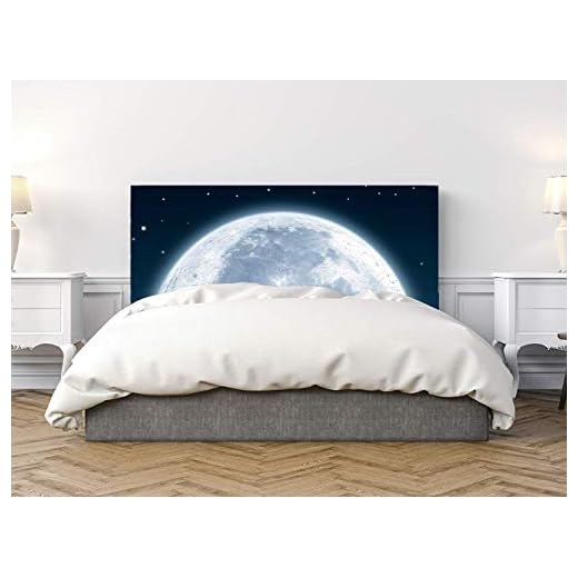 Cabecero Cama Cartón Ecólogico Nido de Abeja Luna en Mar 135x60cm | Disponible en Varias Medidas | Cabecero Ligero, Elegante, Resistente y Económico