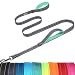 Vivaglory Reflective Dog Leash with Padded Handle, Heavy Duty 5ft Long Safety Training Double Handle Leash Walking Lead for Medium to Large Dogs, Grey