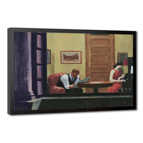 Affiches sur toile Room in New York d'Edward Hopper avec cadre de 50,8 cm