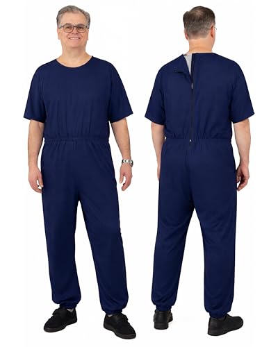 Ovidis Dementia Clothes Alzheimer Anti-Strip Jumpsuit Men Dementia Products for Elderly with Back Zipper and Incontinence Protection Alzheimers Products for Elderly Bobby