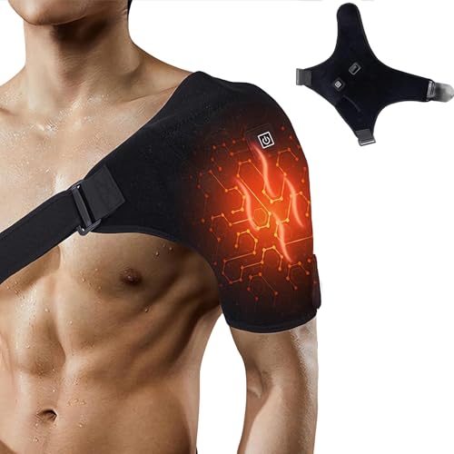 DAJILI Heated Shoulder Support, USB Electric Shoulder Heating Pad with 3 Modes & Adjustable Strap for Men & Women, Breathable Heated Shoulder Wrap Brace for Shoulder Pain Relief, Shoulder Relax Muscle