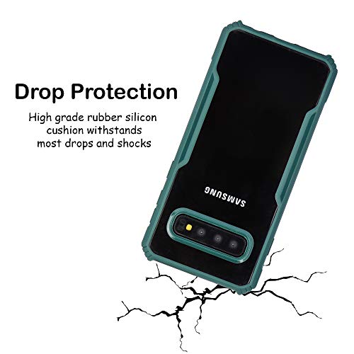 Image of LIRAMARK Transparent Clear Shock Proof Back Cover Case Designed for Samsung Galaxy S10 Plus - (Pine Green)