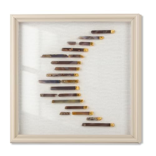 Crystals Stones Framed Wall Art – Natural Crystal Rocks & Glass Shadowbox Decor 16.1