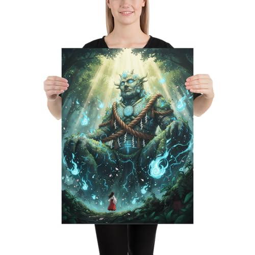 Decoración de bestia espiritual turquesa: póster de dragón fantástico de 18 x 24 2