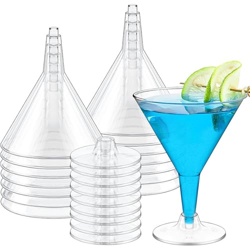 Dorclife 20Pcs Plastic Martini Cocktail Glasses 180Ml Plastic Cocktail Glasses Reusable Martini Glasses Margarita Glass for Champagne Mocktail Desserts Parties Wedding Birthdays (Transparent)