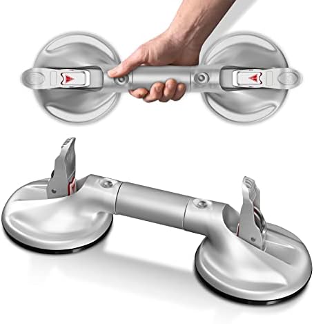 DAILYLIFE Suction Cup Grab Bar Bathroom, Tool Free Shower Handle, Portable Grab Handle for Bathtub, Safety Rail for Handicap Elderly Senior, Quick (Dis) Assemble, Heavy Duty (253 LB), 15 inch Silver
