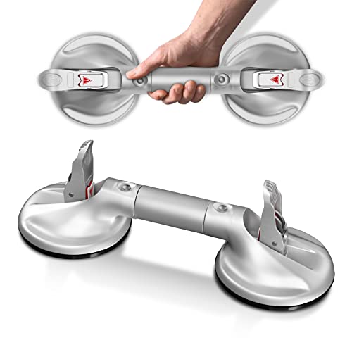 Dailylife Suction Cup Grab Bar Bathroom, Tool Free Shower Handle, Portable Grab Handle For Bathtub, Safety Rail For Handicap Elderly Senior, Quick (Dis) Assemble, Heavy Duty (253 Lb), 15 Inch Silver #TOP30
