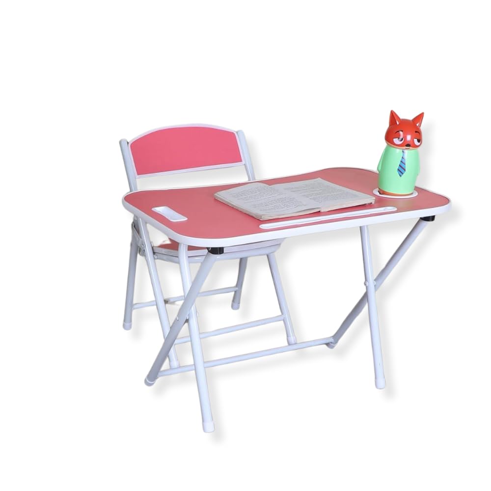 The Tickle Toe Kids Wooden Table and Chair Set | Multipurpose Study Activity Desk Set for Toddlers | Age 2-5 Years | Safe Sturdy Durable Furniture | Pink for Girls & Boys