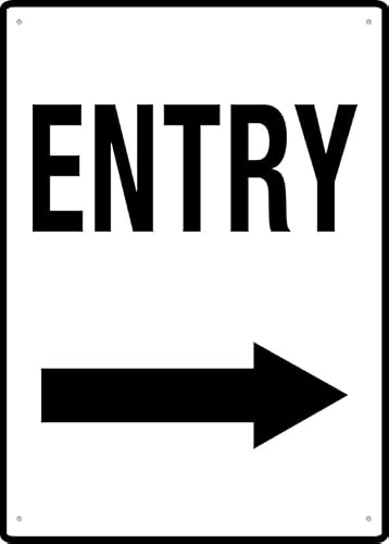 Entry Right Arrow Sign, 8x12 Inch Rust-Free Aluminum with UV-Ink Printing, Durable & Weatherproof Outdoor Sign for Home