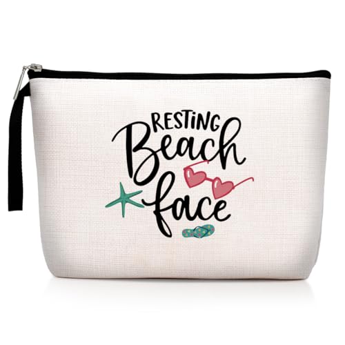 Hanamiya Na Beach Vacation Cosmetic Bag Girls Trip Gifts Favors, Beach Stuff Makeup Bag, Ocean Gifts Weekend Bag, Friendship for Women Girls, Summer Ocean Essentials Survival Kit for Graduation Trip
