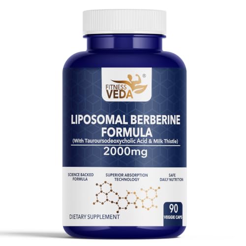 Image of Fitness Veda Liposomal Berberine 2000mg with TUDCA & Milk Thistle Extract | Advanced Liver Health & Metabolic Support Formula | Superior Absorption Technology | 90 Veg Capsules
