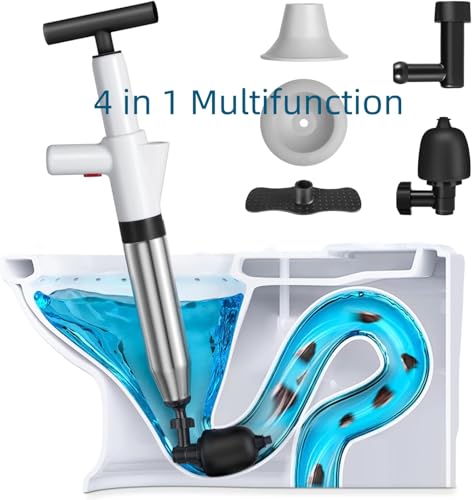 Image of Toilet Plunger,Drain Clog Remover Tools,High-Pressure Air Drain Blaster Gun with Real-Time Barometer,Plumbing Tools,Snake Drain Clog Remover,Plungers for Toilet Bathroom,Sink,Floor,Kitchen Clogged
