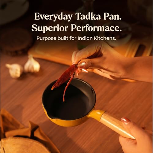 Image of CUMIN CO. Cast Iron Tadka Pan | 10cm| Induction Base Cookware | 10 Years Warranty | Non Toxic Small Tadka Pan for Spice Tempering /Seasoning | Chemical Free Coating | Mustard
