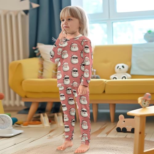 Pajama Sets Long Sleeve Santa Claus Faces Pattern Soft Comfy Sleepwear 2 Piece PJS 3-8T 5