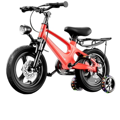 MORLU自転車 キッズ キッズ 幼児用 子供用自転車 12/14/16/18インチ 2-14歳、補助輪、フェンダー付き、調節可能なシート、組立簡単、男の子 女の子 子供 小学生 誕生日プレゼント (ディスクブレーキ + ベゴニアレッド [ワンピースホイー