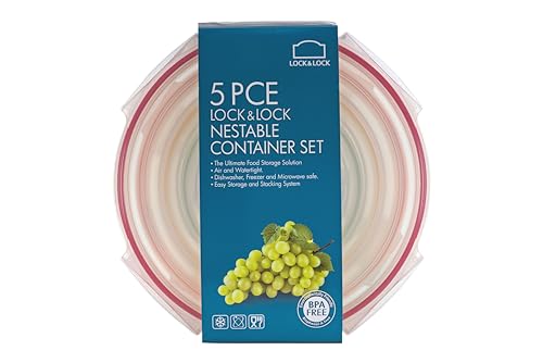 Image of LocknLock Nesting Set of 5 Round Airtight Food Storage Containers and Lids