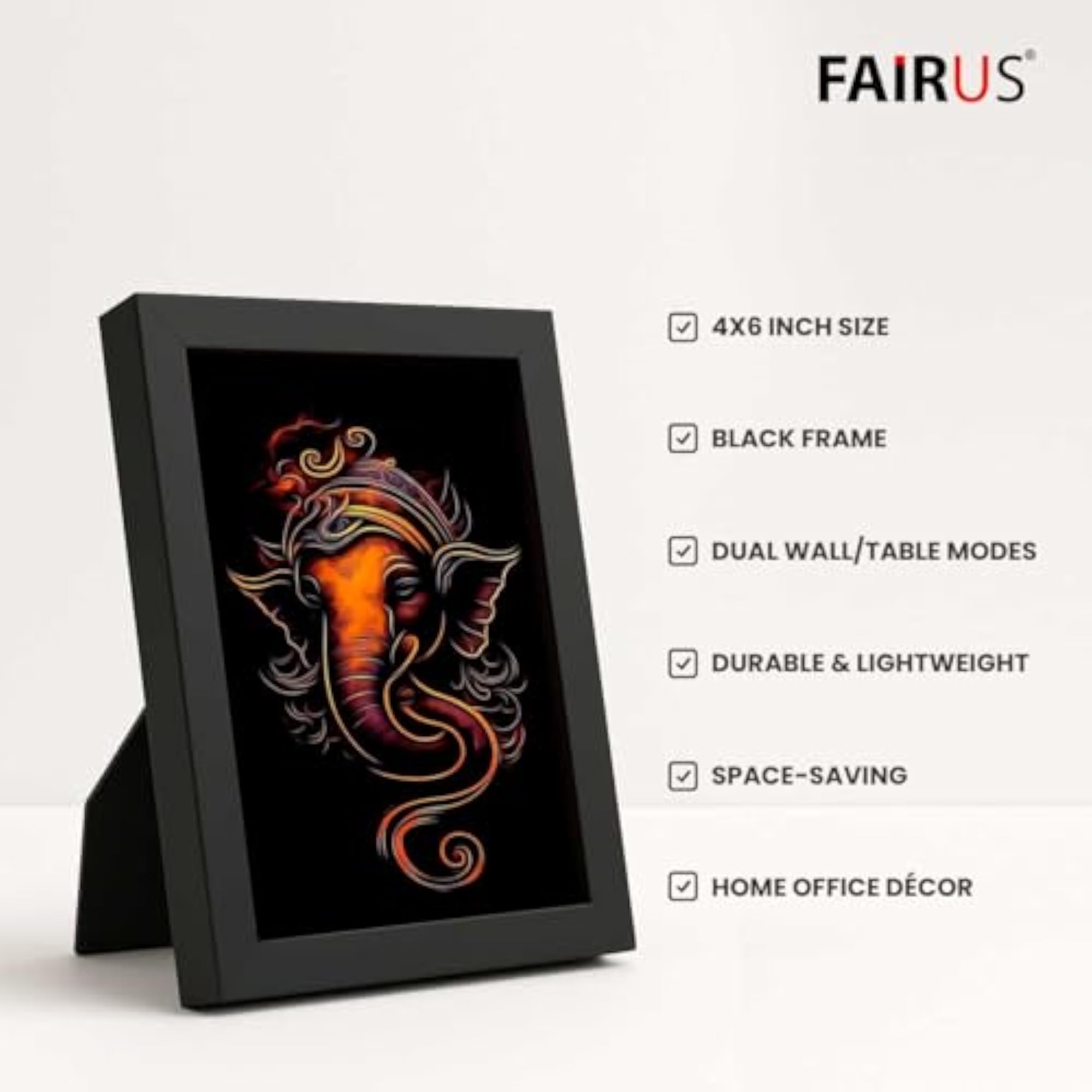 Ganesh Abstract Wall Art Photo Frame, Black