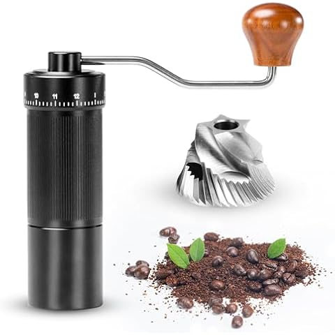 Badelite Manual Coffee Grinder Black Numerical External Adjustable Setting Stainless Steel Conical Burr All-Round Grinder Cover