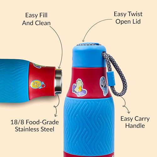Image of Rabitat ZAPPY Insulated Water Bottle for School Kids 700ml | Steel Water Bottle for Kids | Kids Water Bottle | 1+1 Year Brand Warranty | Hot & Cold Upto 18 Hours | Red Martian