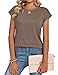Zeagoo Womens Tops Summer Casual Cap Sleeve Tan Tee Business Dressy Spring Fashion Outfits Trendy Clothes