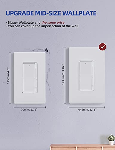 Aida Dimmer Switch (4 Pack), Digital Slide Dimmer Light Switch For 300W Dimmable Led/Cfl And 600W Incandescent Bulbs, Single Pole / 3 Way, Mid-Size Wall Plate Included, Ul Listed #TOP3