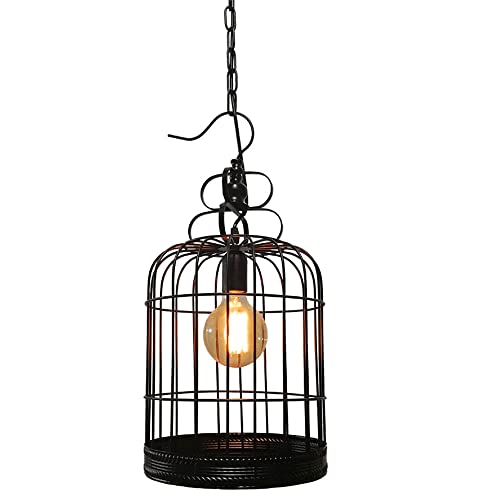 Suspension E27 rétro en fer forgé au design de cage d'oiseau pour lustre de caractère