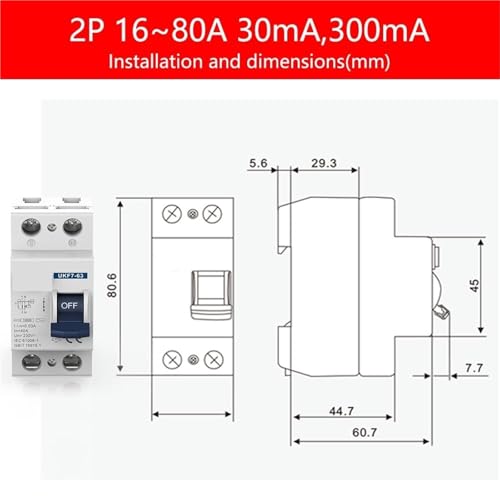 Interrupteur différentiel 4P 40A 30mA pour tableau électrique triphasé
