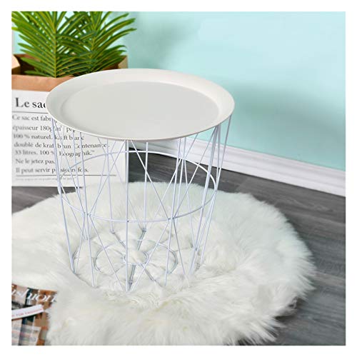 Schmiedeeisen Couchtisch Zimmer Wäschekorb Nesting End-Speicher Convertible Runde Metall-Korb Holzfurnier Top Accent Beistell-Tische (Color