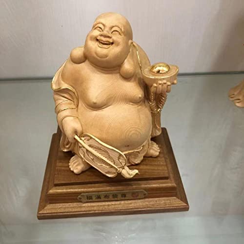 自然木彫刻 布袋尊 木製彫刻 道教神 布袋様 弥勒菩薩の化身 七福神　木彫り Amazon.co.jp: 仏像 木彫りハッピー元宝弥勒七福神 布袋 様 布袋さんの