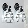 Elibbren Industrial Wall Sconce 2 Pack Vintage Wire Cage Wall Lighting Sconce Farmhouse Wall Lighting Fixture for Bedroom HeadboardGarage PorchUL Listed