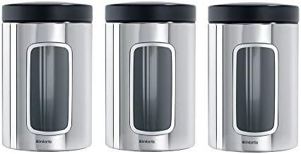 Brabantia Window Canister 1.4L, Set of 3, White
