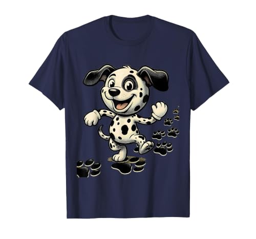 Dalmatian Pawprint Trail Graphic Design T-Shirt, Men, Navy Blue, 3X-Large