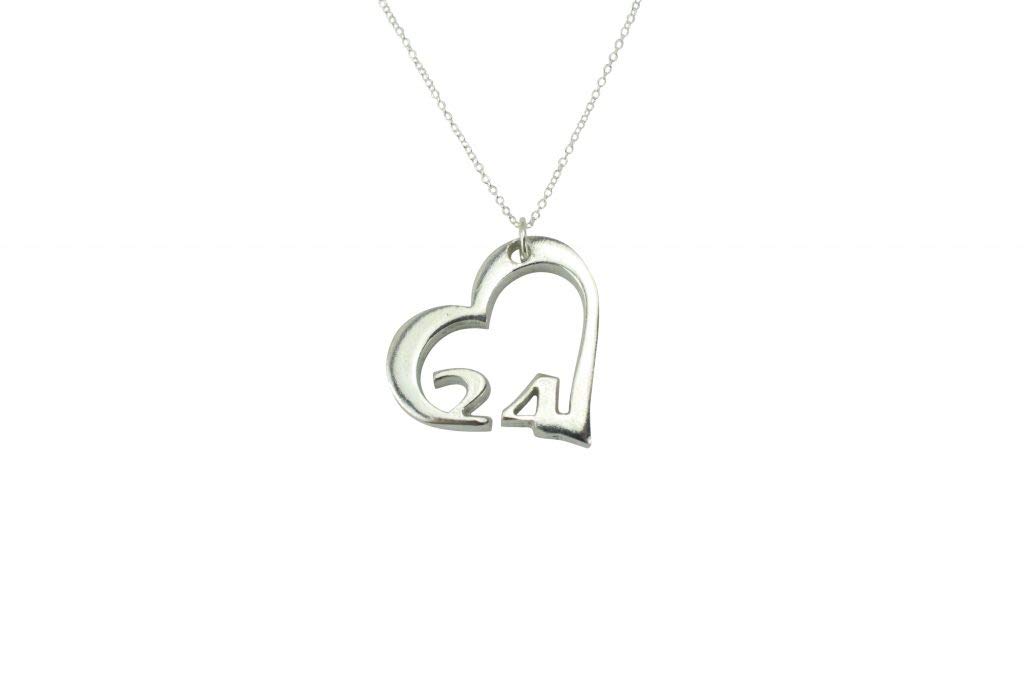 24 Year Wedding Anniversary Necklace - Heart Shaped with 24 Year Cut Out Design