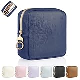 Pequeño Neceser Maquillaje para Niñas Mujers Organizadora Maquillajes Mini Estuches de Maquillajes de PU Impermeable Neceser de Viajes Cosméticos Compras Tarjetas 13 * 5,5 * 13cm(Litchi-Navy)