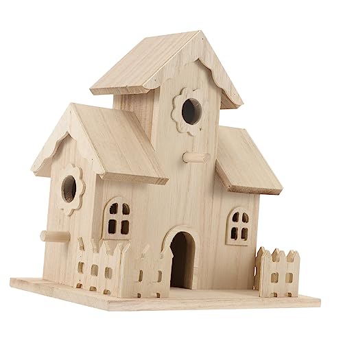 CIYODO Nichoir en Bois Décoratif, Maison D'oiseau en Bois Naturel, Taille Moyenne, Décoration De Jardin Extérieure, Abri Sûr pour Oiseaux Petits, pour Maison Et Balcon