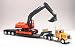 Diecast Toy Model Big Rig Long Haul Truck 1:32 Scale Peterbilt 379 Lowboy with Excavator, Yellow / Orange / Multicolor, 24" x 4" x 8"