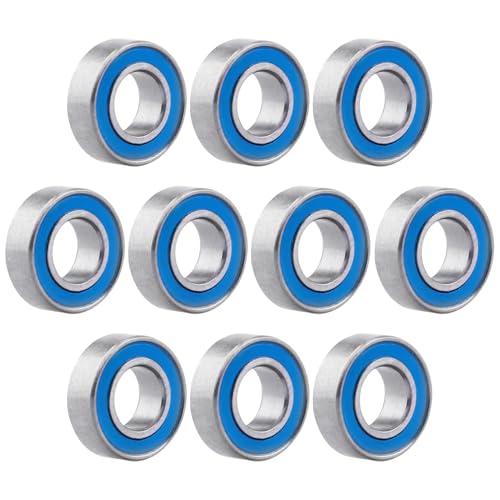 Image of 10pcs MR126-2RS Ball Bearings - Miniature Deep Groove Ball Bearing Double Blue Rubber Sealed Chrome Steel for RC Cars /Planes /Drone /Robotics and Small Electric Motors(6x12x4mm)