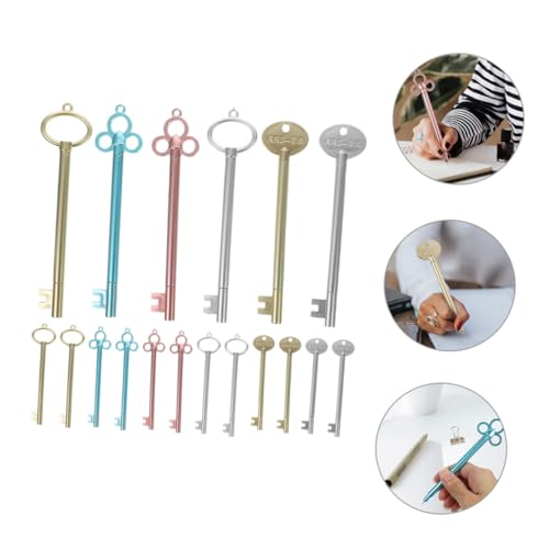 Operitacx 18Pcs Bolígrafos retro forma llave tinta gel miniatura 2